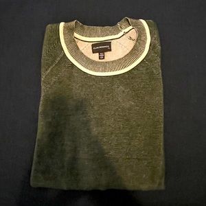 Unique Club Monaco Forest Green Sweater with Piping Detail. Size Small.